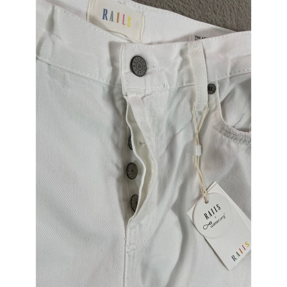 NWT Rails Atwater Blanche Distressed White Denim Jeans Slouch Straight 26 School - Picture 5 of 13